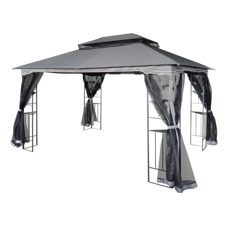 13x10 Outdoor Patio Gazebo Canopy Tent With Ventilated Double Roof And Mosquito net(Detachable Mesh Screen On All Sides),Suitable for Lawn, Garden, Backyard and Deck