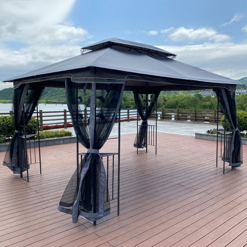 13x10 Outdoor Patio Gazebo Canopy Tent With Ventilated Double Roof And Mosquito net(Detachable Mesh Screen On All Sides),Suitable for Lawn, Garden, Backyard and Deck