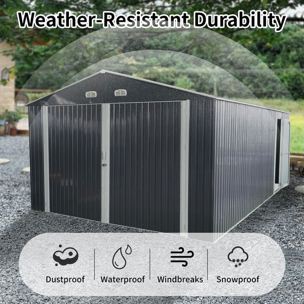 Spacious Outdoor Storage Shed: This 13x20FT outdoor storage shed offers a generous 250 square feet of floor space, perfect for storing trucks, cars, large tools, and lawn equipment.