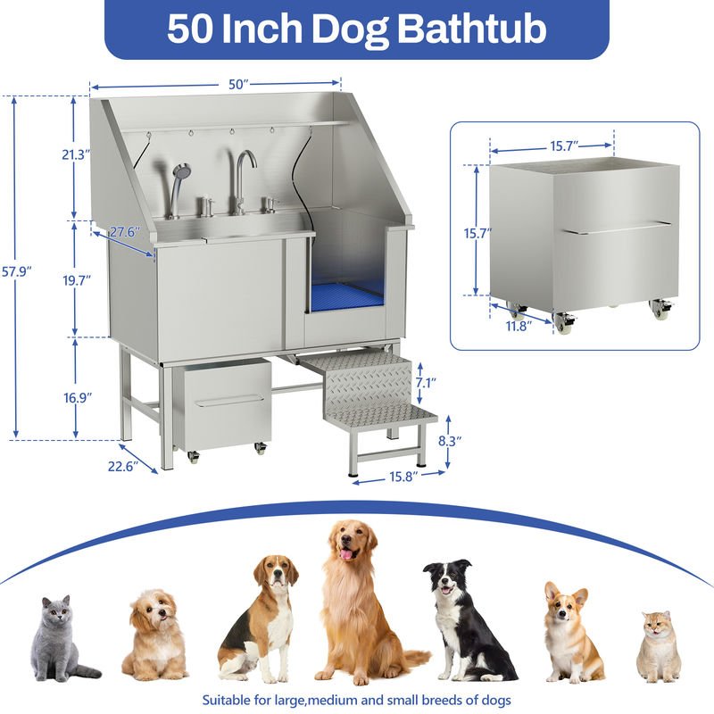 50in Stainless Steel Dog Washing Station - Image 3
