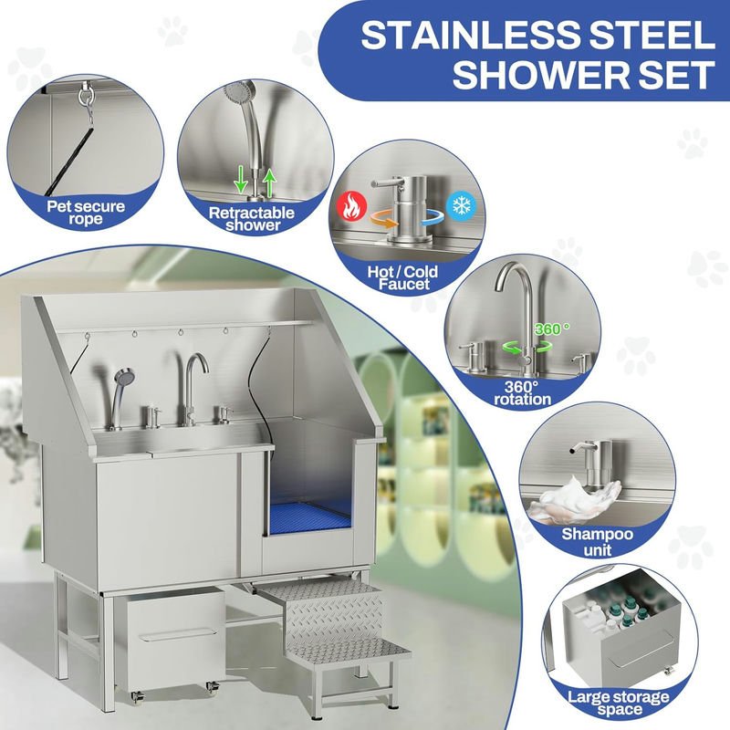 50in Stainless Steel Dog Washing Station - Image 4