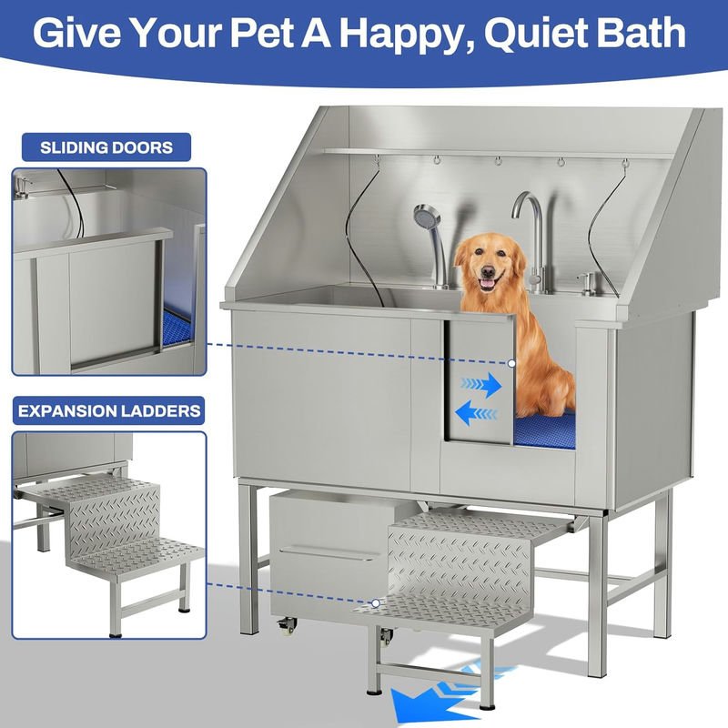 50in Stainless Steel Dog Washing Station - Image 6