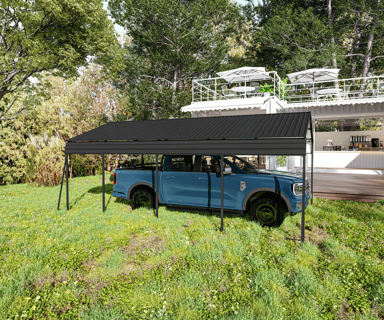 Metal Carport 12×20 Car Port, Outdoor Storage Heavy Duty Metal Canopy Multi-Use Garage Shed for Car and Truck, Carport Kit with Galvanized Steel Roof Building and Frame - Image 3